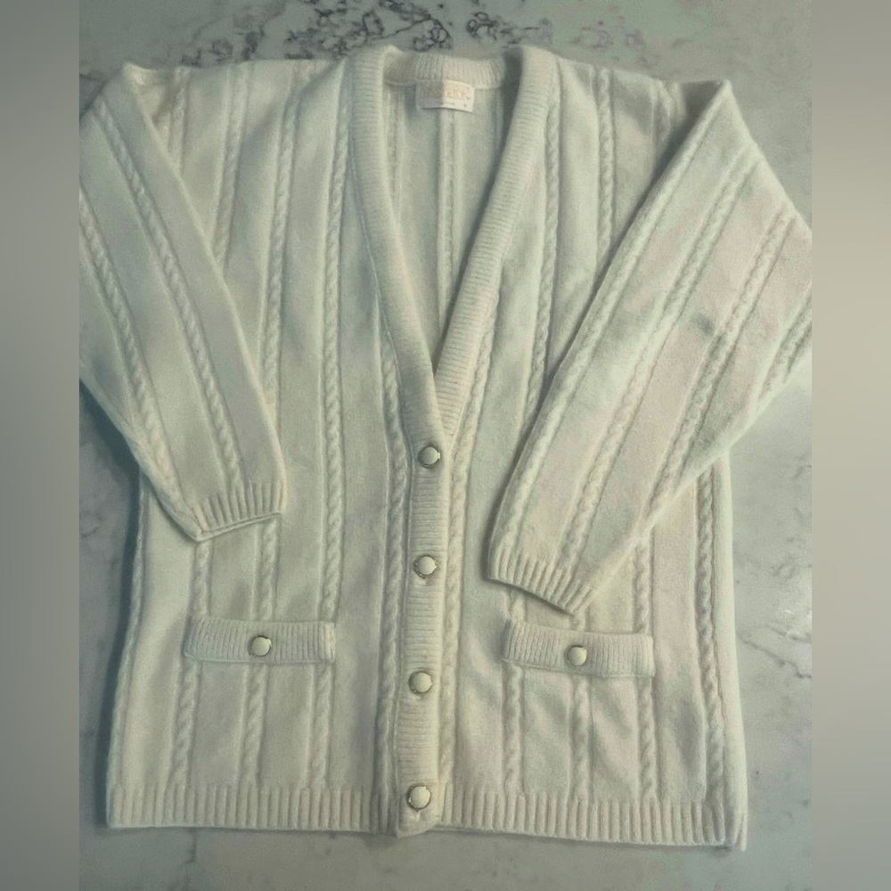 Vintage Sophisticates by Pendelton 80's Cream Knit Cardigan Sweater Medium USA